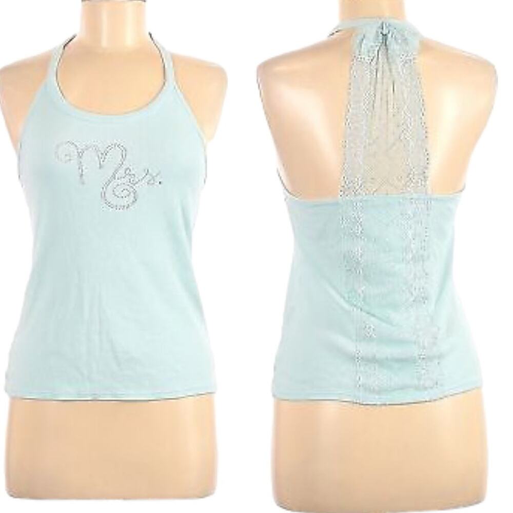 Betsey Johnson Medium Light blue Mrs. Studded Racer back Tank Top M